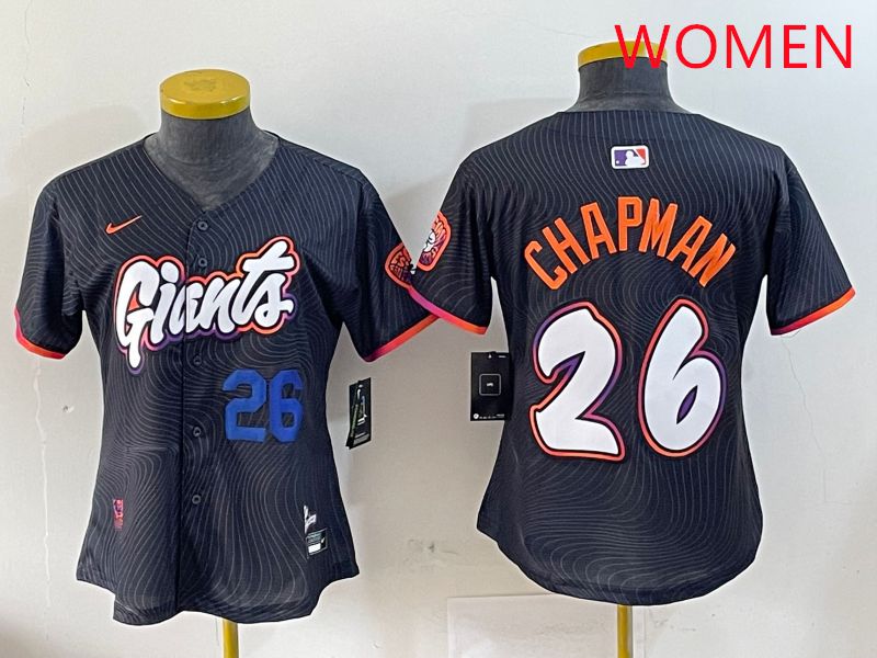 Women San Francisco Giants #26 Chapman Black Joint Name Nike 2025 MLB Jersey style 3